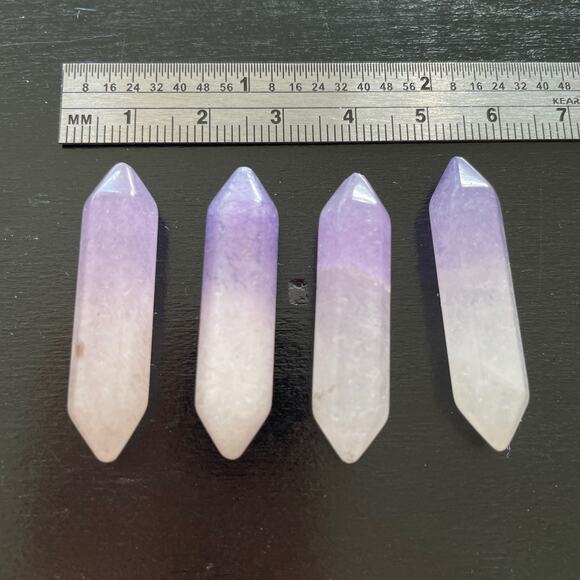 Four Dyed Rose Quartz Double Points - #10 - Picture 1 of 2